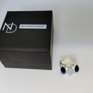 New Directions Ring Womens Sz 6 Fashion Jewelry Silver Tone Faceted Accent Blue